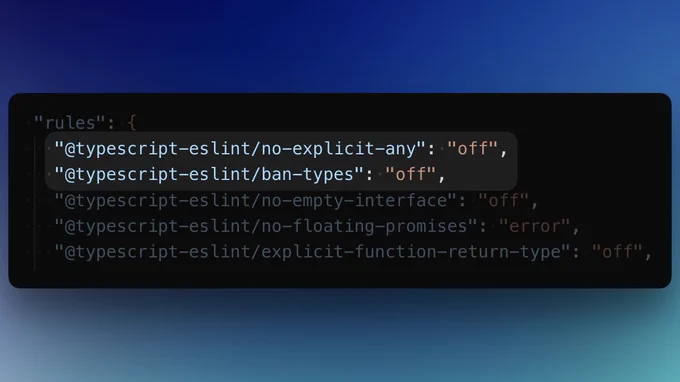 ESLint "@typescript-eslint/no-explicit-any": "off",