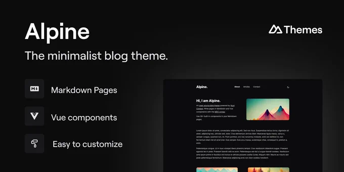 Alpine is a minimalist blog theme made with Nuxt.