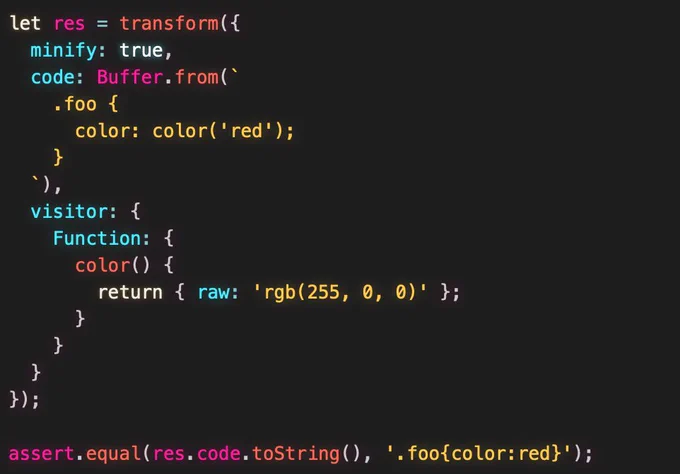 Example of a visitor that replaces a custom color() function with a raw CSS value.