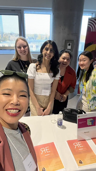 Sherry’s selfie with a group of diverse women behind her who are ready to be in STEM. Amongst them, Leanne Wu the Calgary Chapter Lead for Technovation.