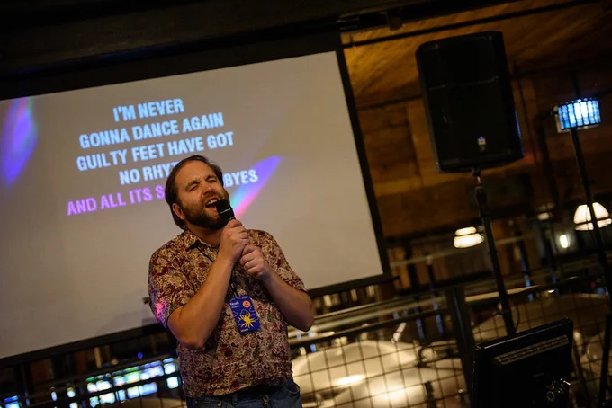 The greatest karaoke singer ever (at least at CascadiaJS)