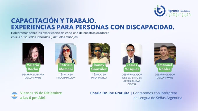 Invitacion a la charla. Texto en el copy