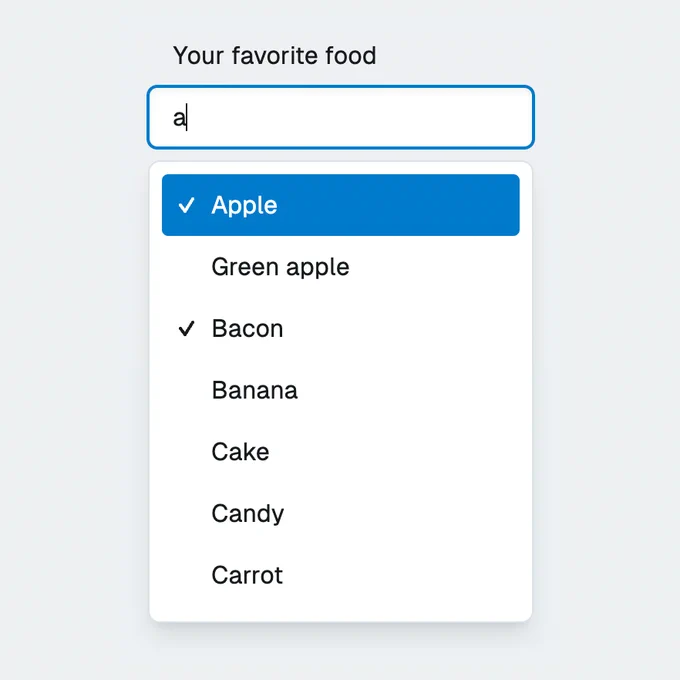 Screenshot of a multi-selectable combobox