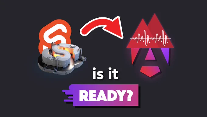 YouTube thumbnail that has an arrow pointing from the SvelteKit logo to the Analog logo and the text "is it ready?"