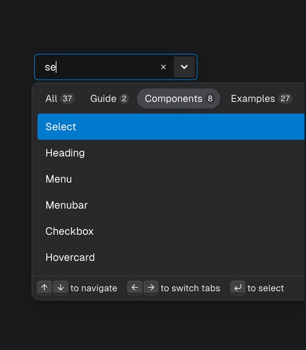 Screenshot of a combobox widget with tabs inside
