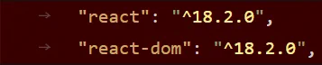 Diff showing `react` and `react-dom` being removed in a `package.json`  file
