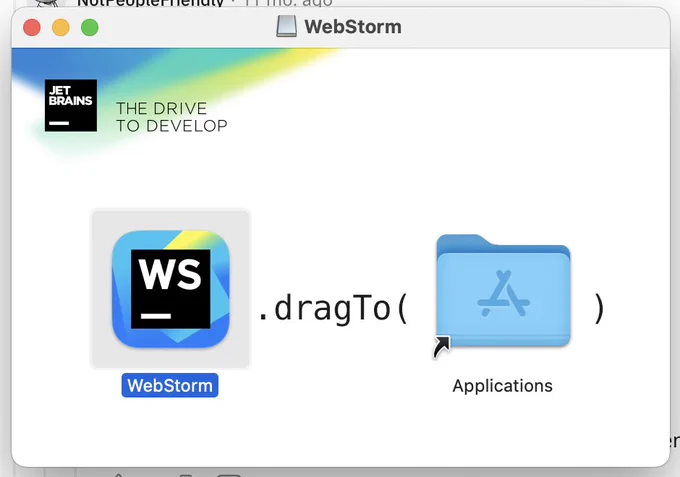 Screenshot showing installation of WebStorm