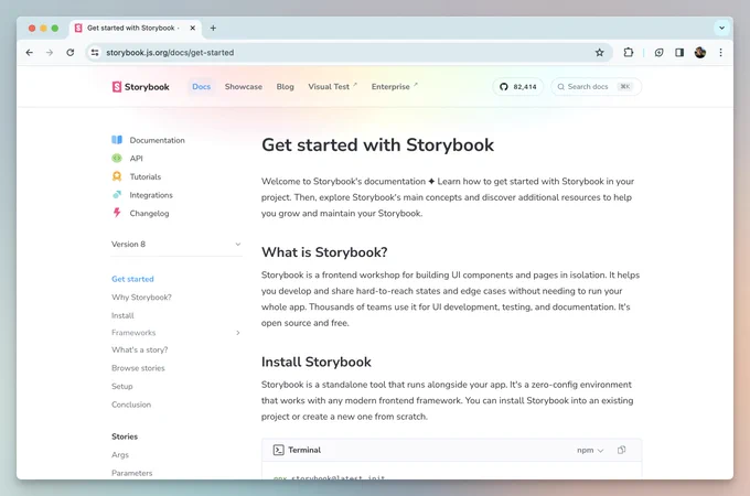 Storybook docs homepage