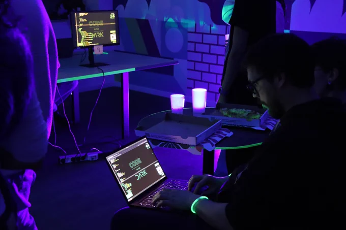 Photo of a participant completing the code in the dark test