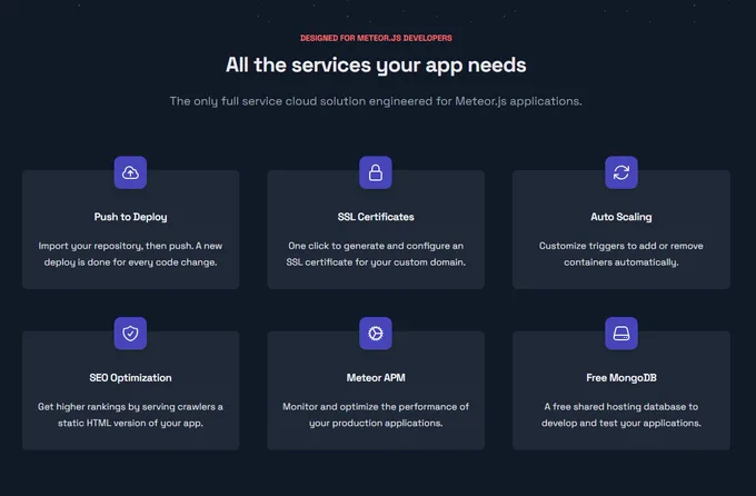 All the services of Meteor Cloud - Galaxy
