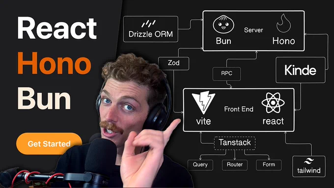 The React, Bun & Hono Tutorial 2024 - Drizzle, Kinde, Tanstack, Tailwind, TypeScript, RPC, & more. This is a modern full-stack tutorial for anyone that wants to learn how to make a modern react SPA that works seamlessly with a bun & hono server.