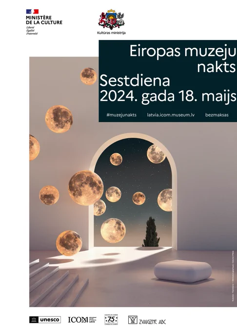 Eiropas muzeju nakts plakāts – sestdien 2024. gada 18. maijā