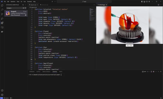 An ASMR video playing in the IDE