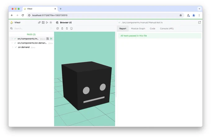 Running tresjs example in Vitest Browser Mode