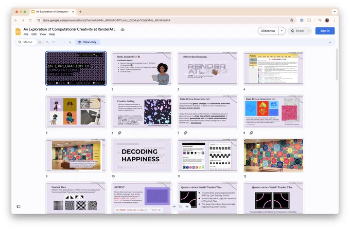 Screenshot showing some of Monica slides.