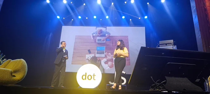 Christophe and Nessrine on stage