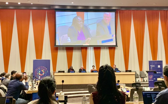 Demetris Cheatham speaking at ‘Open Source at Work in the World’ at United Nations headquarters