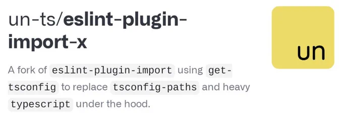 un-ts/eslint-plugin-import-x - A fork of `eslint-plugin-import` using `get-tsconfig` to replace `tsconfig-paths` and heavy `typescript` under the hood.