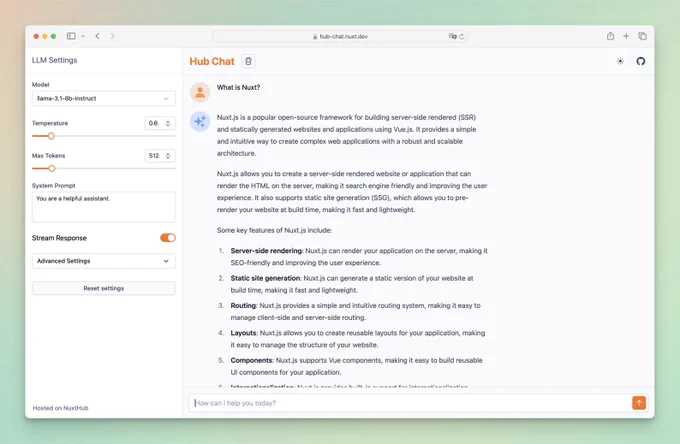 Cloudflare Workers AI LLM Playground with Nuxt.