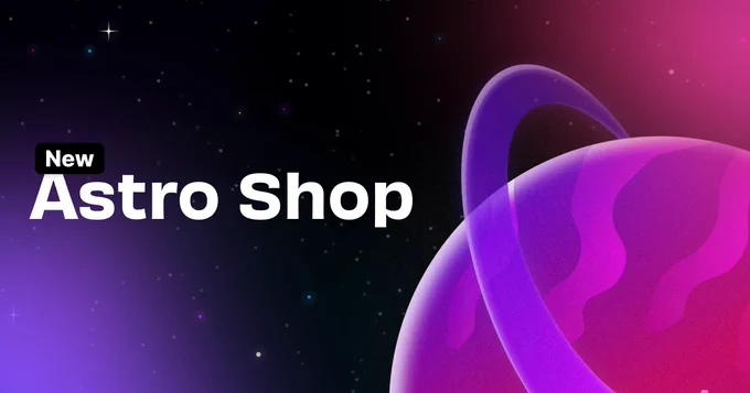 "New Astro Shop" text over a planet image.