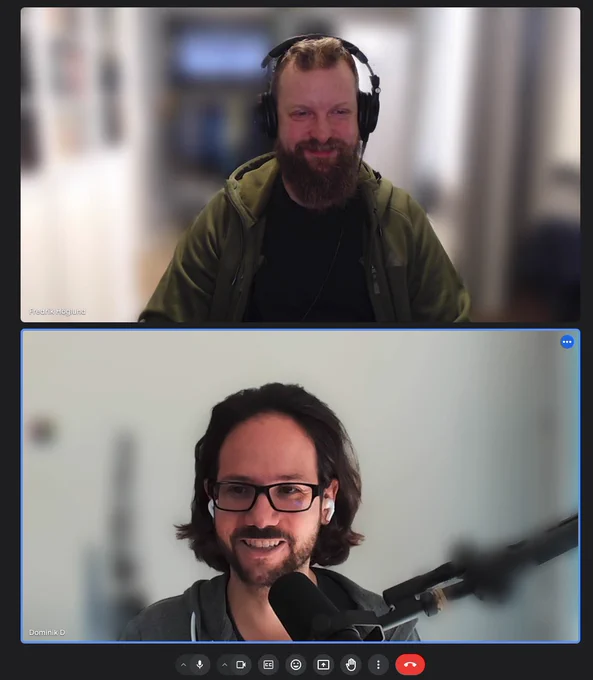 Me and Frederick in an online meeting