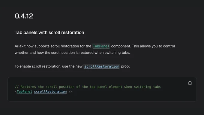 Screenshot of the changelog page linked in the post