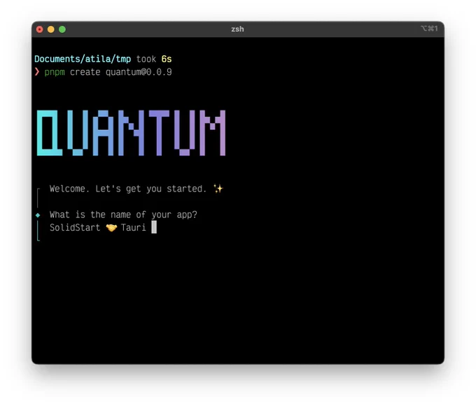 a screenshot of the CLI running Quantum on the iterm2