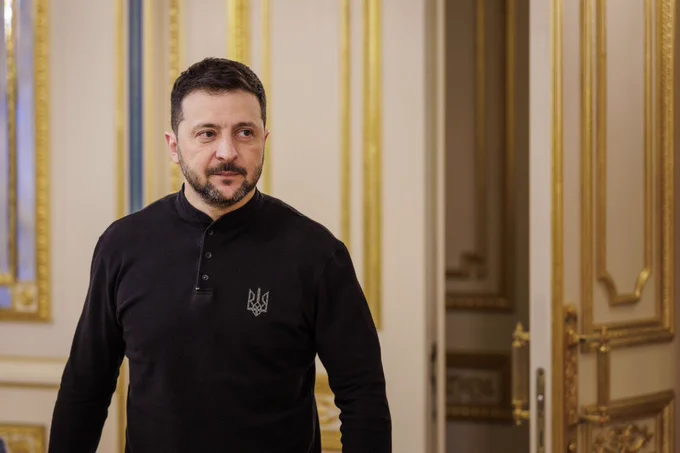 Ukrainian President Volodymyr Zelenskyy in Kyiv, Ukraine. (Source: Getty Images)