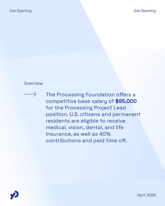 The Processing Project Lead position offers a $95,000 salary with medical, vision, dental, and life insurance benefits, plus 401k contributions and paid time off. 
