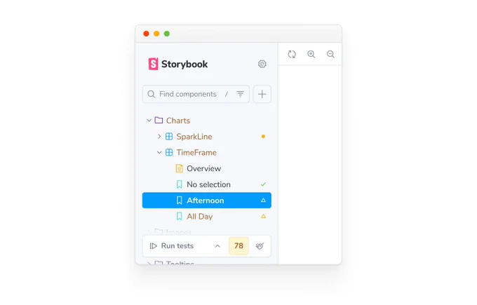 Storybook reports a11y test status in the sidebar