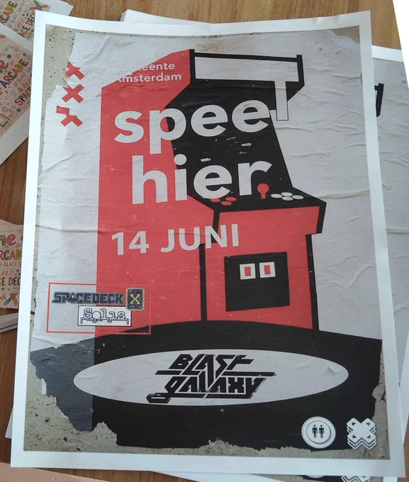 Event poster of Blast Galaxy in Amsterdam, featuring SpaceDeck X, starting JUNE 14th
