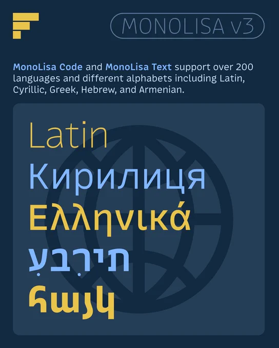 MonoLisa has a broad support for different languages.
