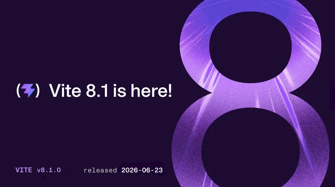 Thumbnail of the blog pot saying "Vite 8.1 is here", showing VITE v8.1.0 released 2026-06-23