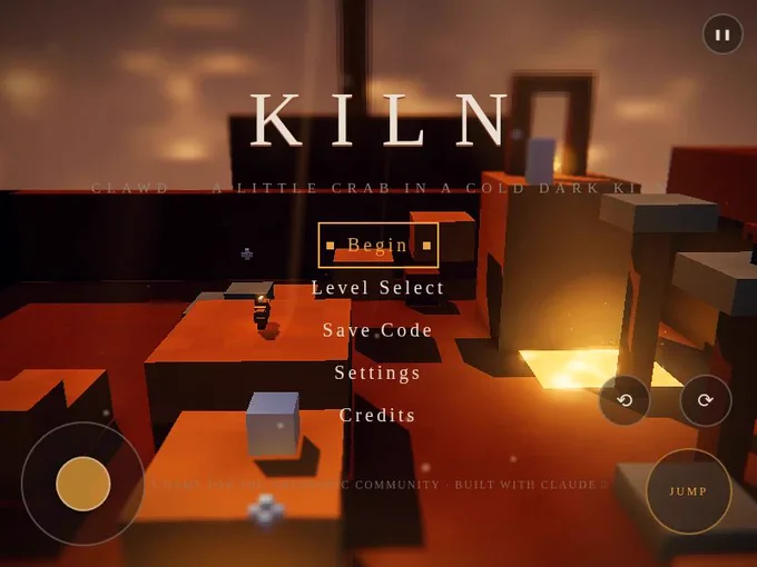 Homescreen to the game Kiln
