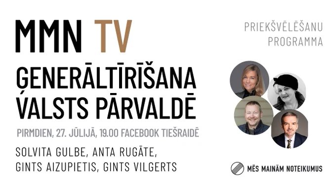 MMN TV jeb "Mēs mainām noteikumus" tiešraides — pirmā, kas veltīta mūsu priekšvēlēšanu programmas iztirzāšanai.